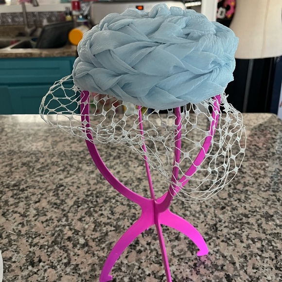 Accessories - Vintage blue chiffon and netting hat